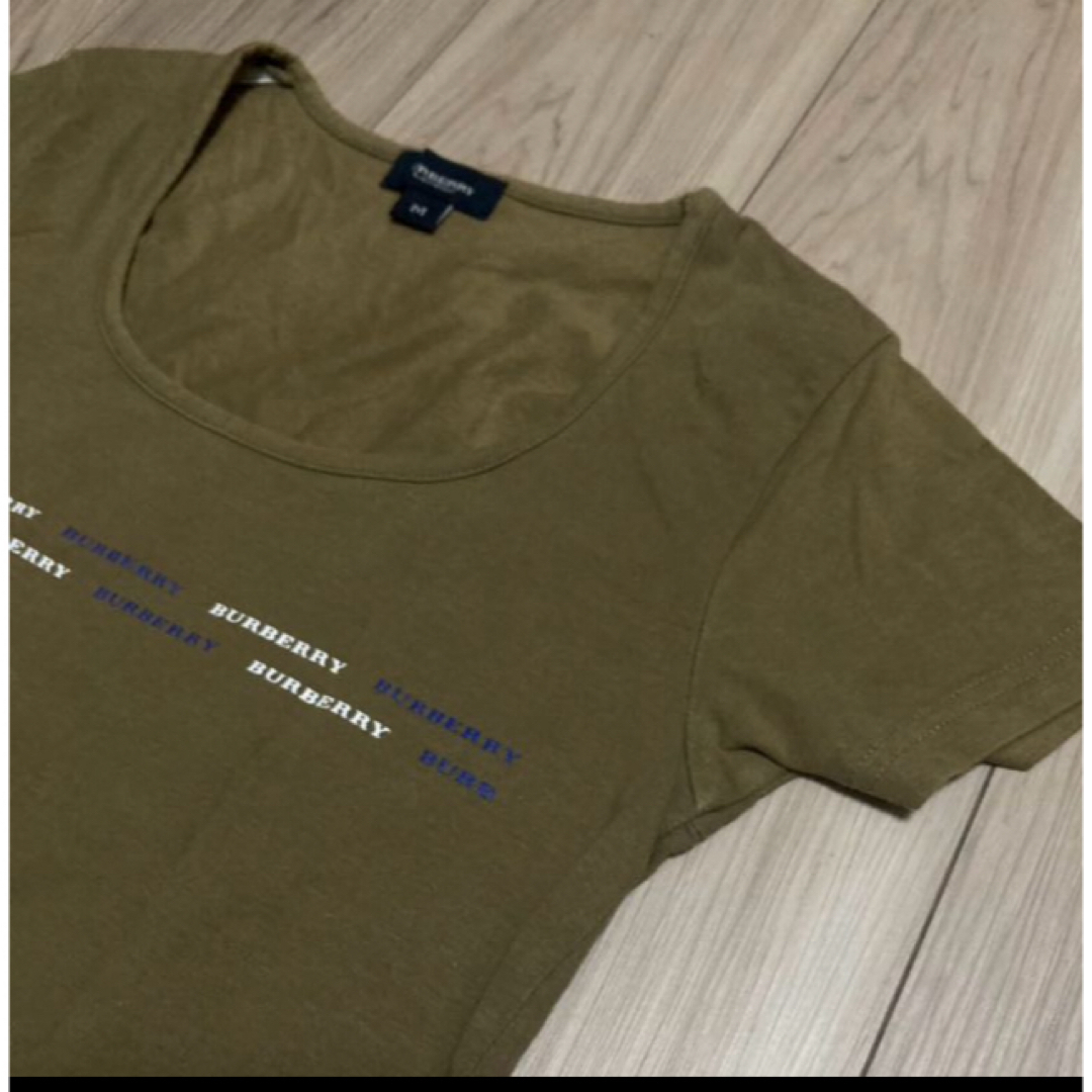 BURBERRY(バーバリー)のバーバリーカーキブラウンコットンT レディースのトップス(Tシャツ(半袖/袖なし))の商品写真