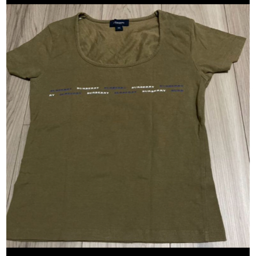 BURBERRY(バーバリー)のバーバリーカーキブラウンコットンT レディースのトップス(Tシャツ(半袖/袖なし))の商品写真