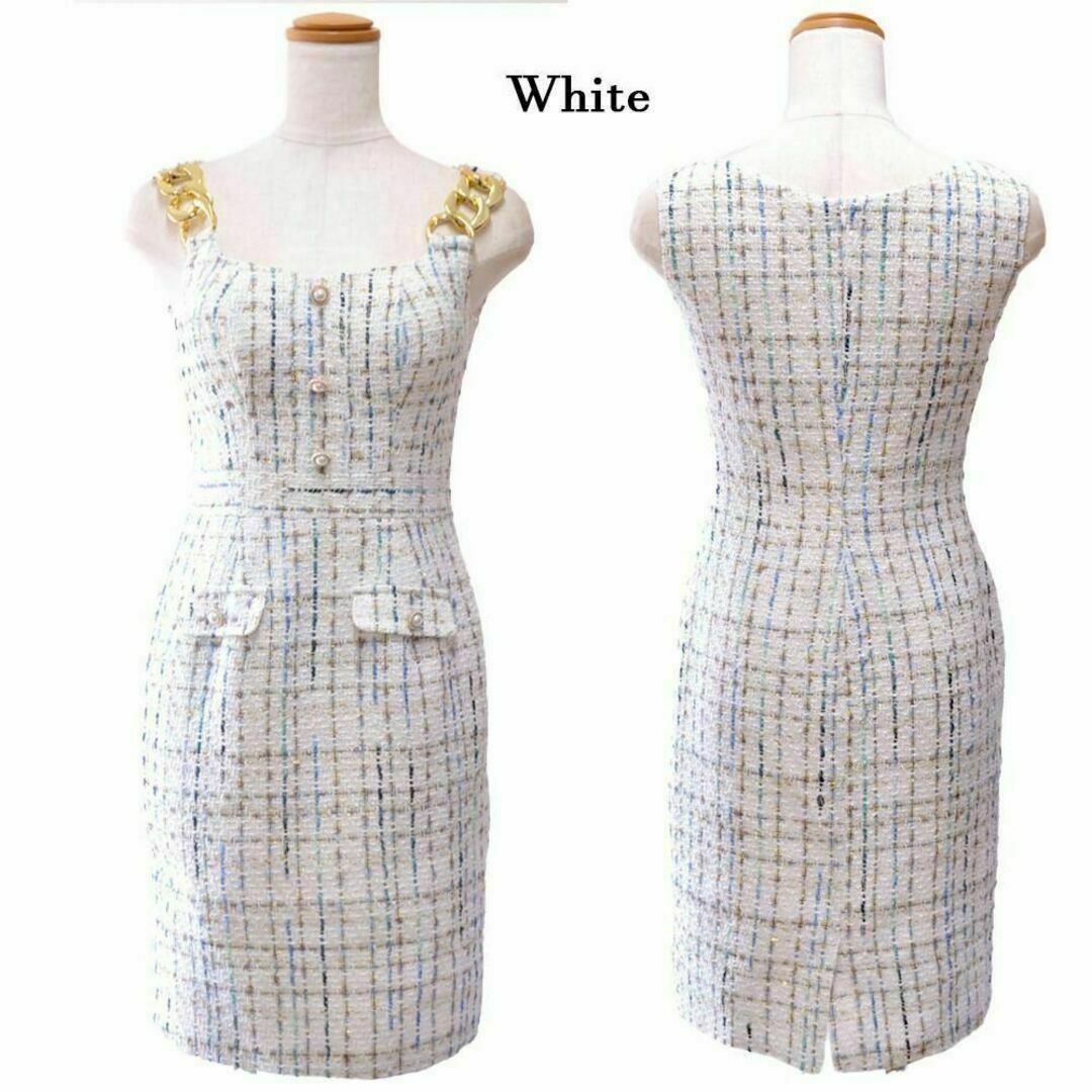 JEWELS(ジュエルズ)のLoveRich チェーン ノースリーブ キャバドレス ホワイト M レディースのフォーマル/ドレス(ミニドレス)の商品写真