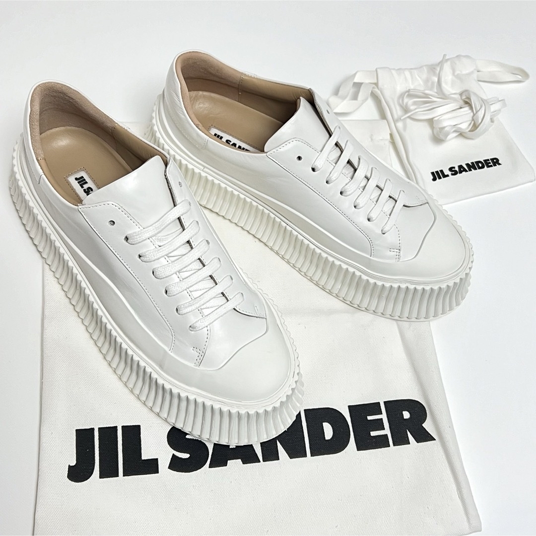 Jil Sander(ジルサンダー)の38 新品 ジルサンダー レザー プラットフォームスニーカー JILSANDER レディースの靴/シューズ(スニーカー)の商品写真