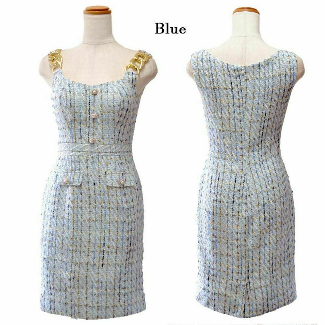 JEWELS(ジュエルズ)のLoveRich チェーン ノースリーブ キャバドレス ブルー S レディースのフォーマル/ドレス(ミニドレス)の商品写真