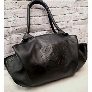 ロエベ(LOEWE)の美品◆LOEWE ロエベ ナッパアイレ 巾着型 ワンショルダー レザー バッグ黒(ショルダーバッグ)