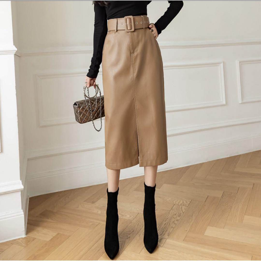 ♡新品・未使用♡トレンドスカート スタイリッシュ オフィススタイル ブラウン レディースのスカート(ロングスカート)の商品写真
