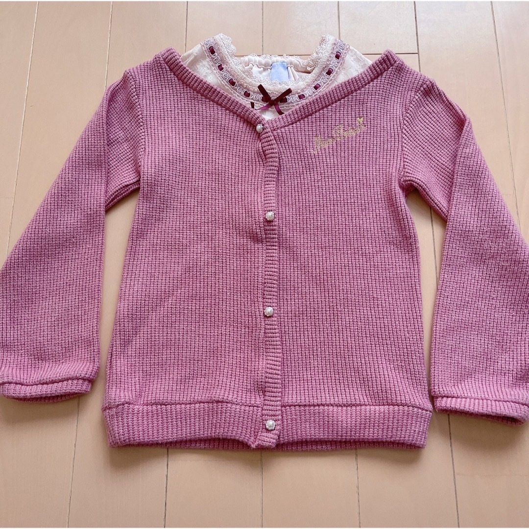 axes femme kids(アクシーズファムキッズ)のアクシーズファム★重ね着風ニットソー キッズ/ベビー/マタニティのキッズ服女の子用(90cm~)(Tシャツ/カットソー)の商品写真