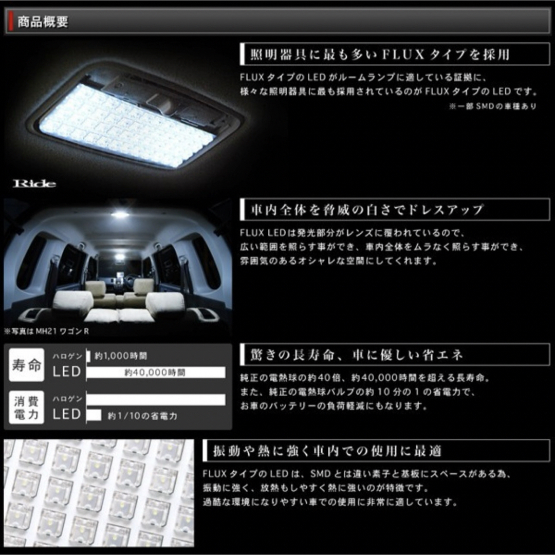 ステップワゴン後期 RIDE LEDルームランプ 自動車/バイクの自動車(車種別パーツ)の商品写真