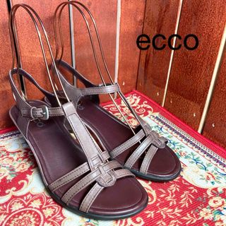 ecco  ワインレッド　サンダル　レザー　37(サンダル)