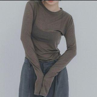 DOUBLE SHEER WOOL TOP ASH / OAF(Tシャツ(長袖/七分))