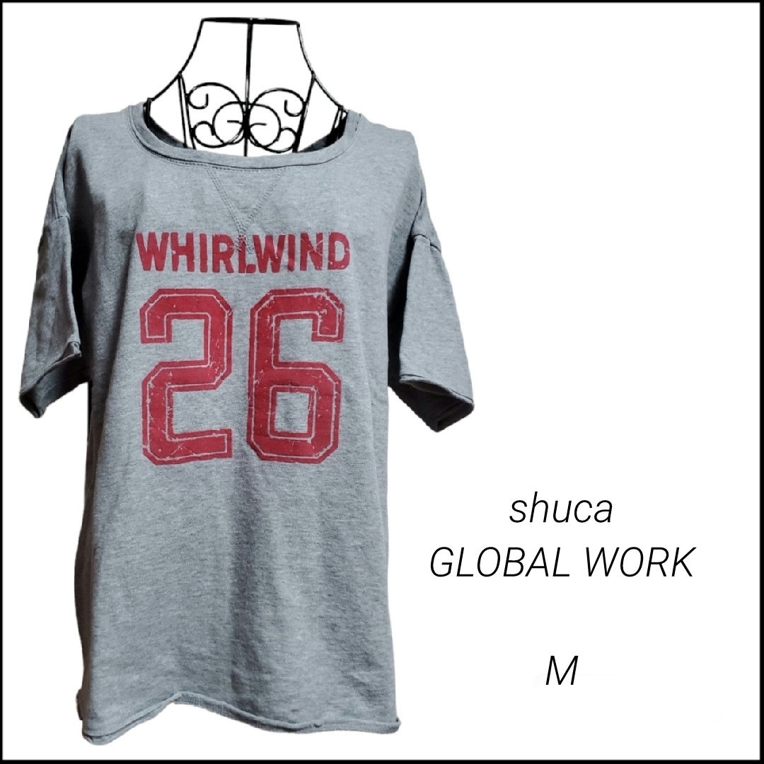 shuca GLOBALWORK(シュカグローバルワーク)の☆shuca☆半袖スゥエット☆半袖Tシャツ☆カットソー☆ナンバリングロゴ☆M☆ レディースのトップス(カットソー(半袖/袖なし))の商品写真