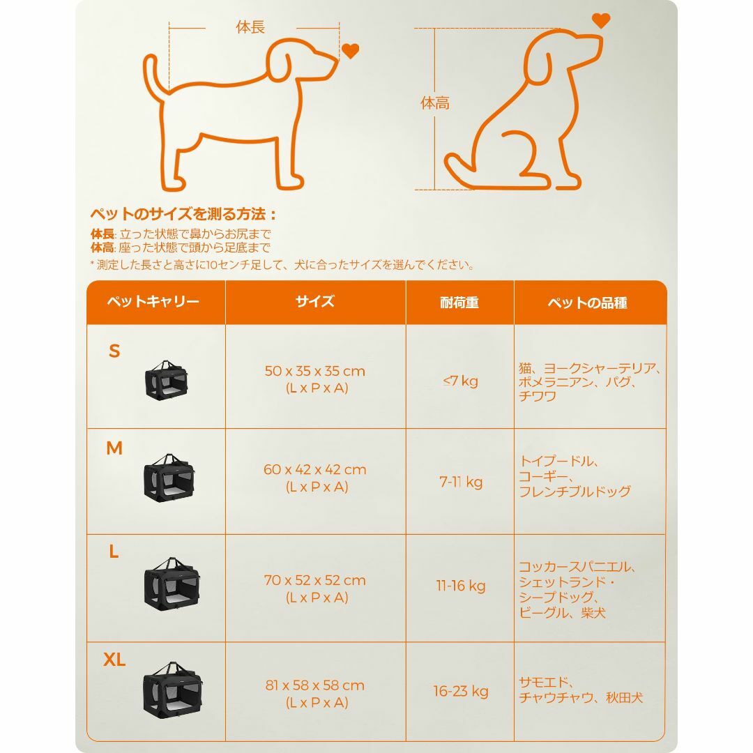【色: ブラック】FEANDREA キャリーバッグ 中大型犬 70×52×52c その他のペット用品(犬)の商品写真