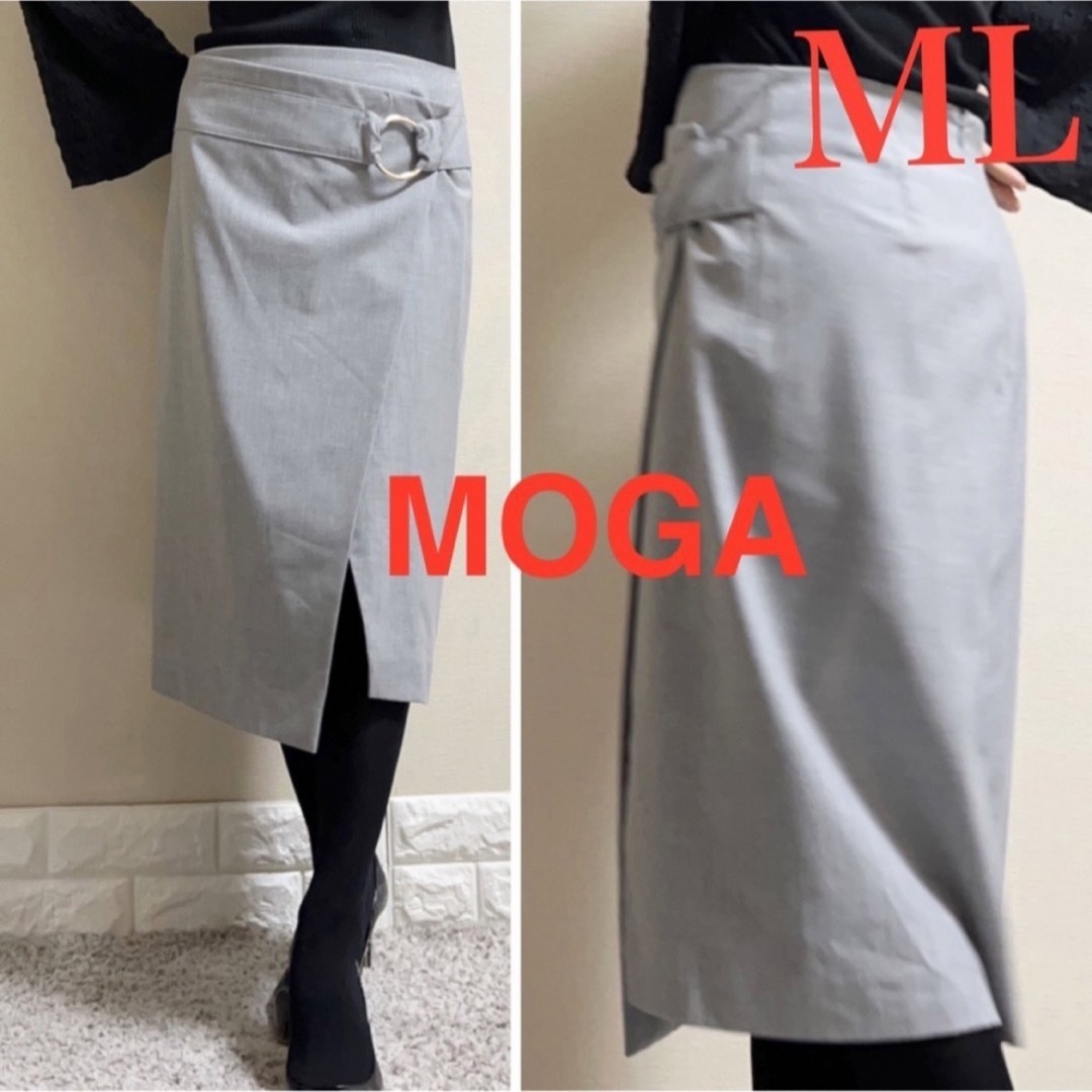 MOGA(モガ)のMOGA モガ　シルバーリング　アシンメトリー　膝下　タイトスカート　2 ML レディースのスカート(ひざ丈スカート)の商品写真