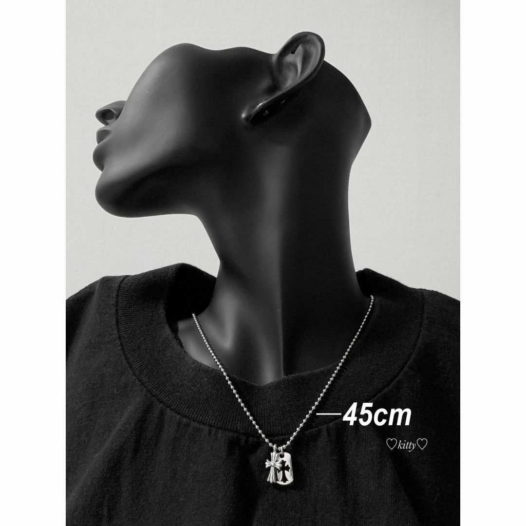 【クロスチャーム&クロスドッグタグネックレス 45cm】ステンレス メンズのアクセサリー(ネックレス)の商品写真