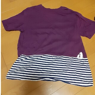Design Tshirts Store graniph - 未使用ですが、しわアリ　グラニフ　Tシャツ　L　紫　ボーダー