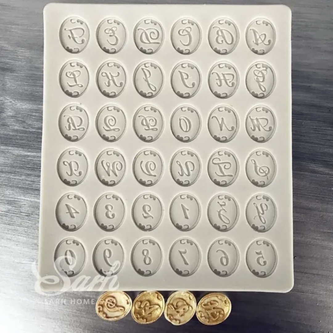 アンティーク調 アルファベット 数字 シリコンモールド コイン型 ハンドメイド ハンドメイドの素材/材料(型紙/パターン)の商品写真