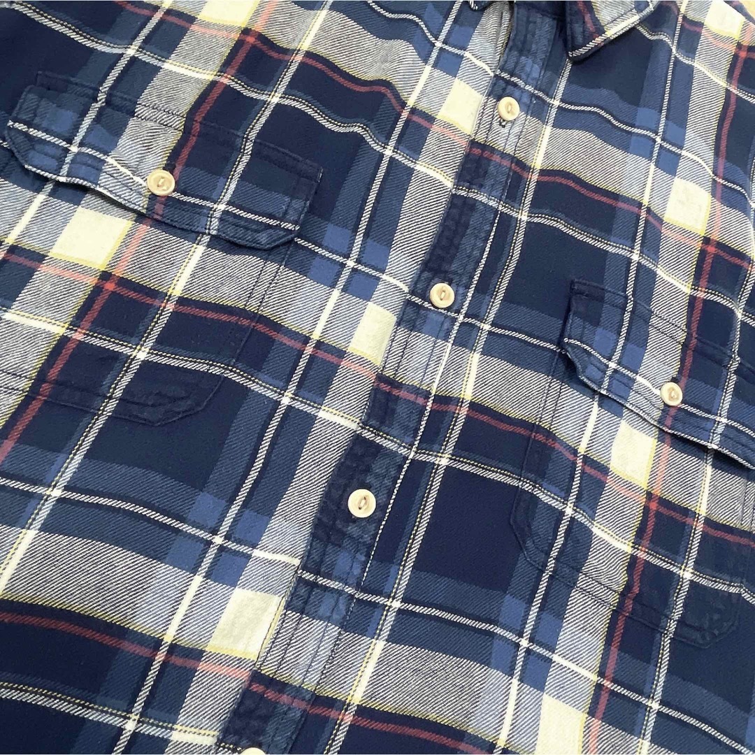 shirts(シャツ)のUSA古着　半袖シャツ　チェック柄　ネイビー　ブルー　ダブルポケット　コットン メンズのトップス(シャツ)の商品写真