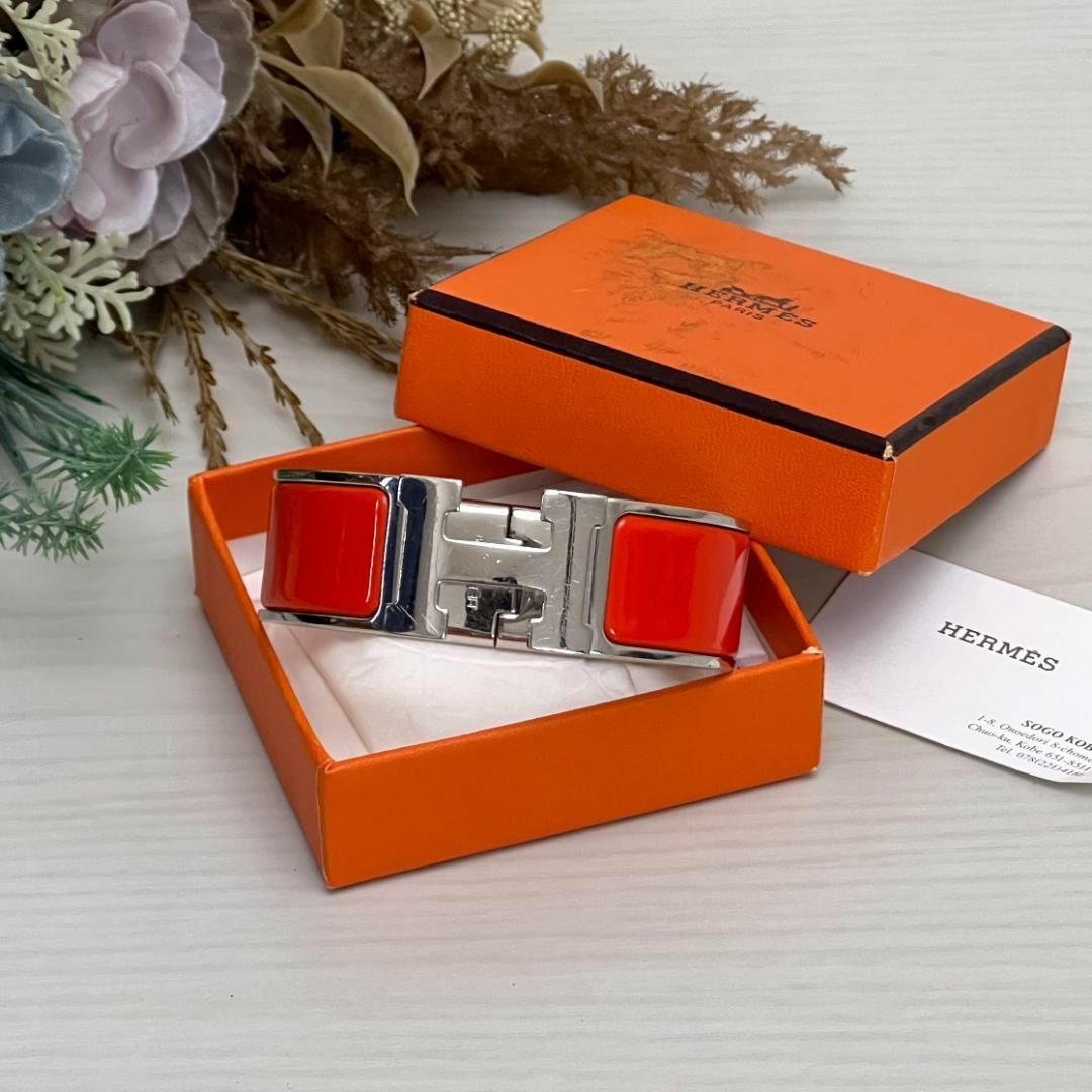 HERMES エルメス クリッククラックH PM レッド バングル HERMES エルメス クリッククラックH PM レッド バングル