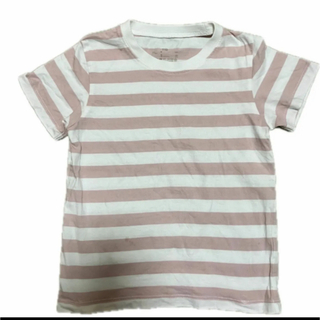 ムジルシリョウヒン(MUJI (無印良品))の無印良品　ボーダーTシャツ　110サイズ　ピンク(Tシャツ/カットソー)