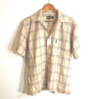 Golden Bear - ゴールデンベア ピンクブラウンのチェック半袖シャツ