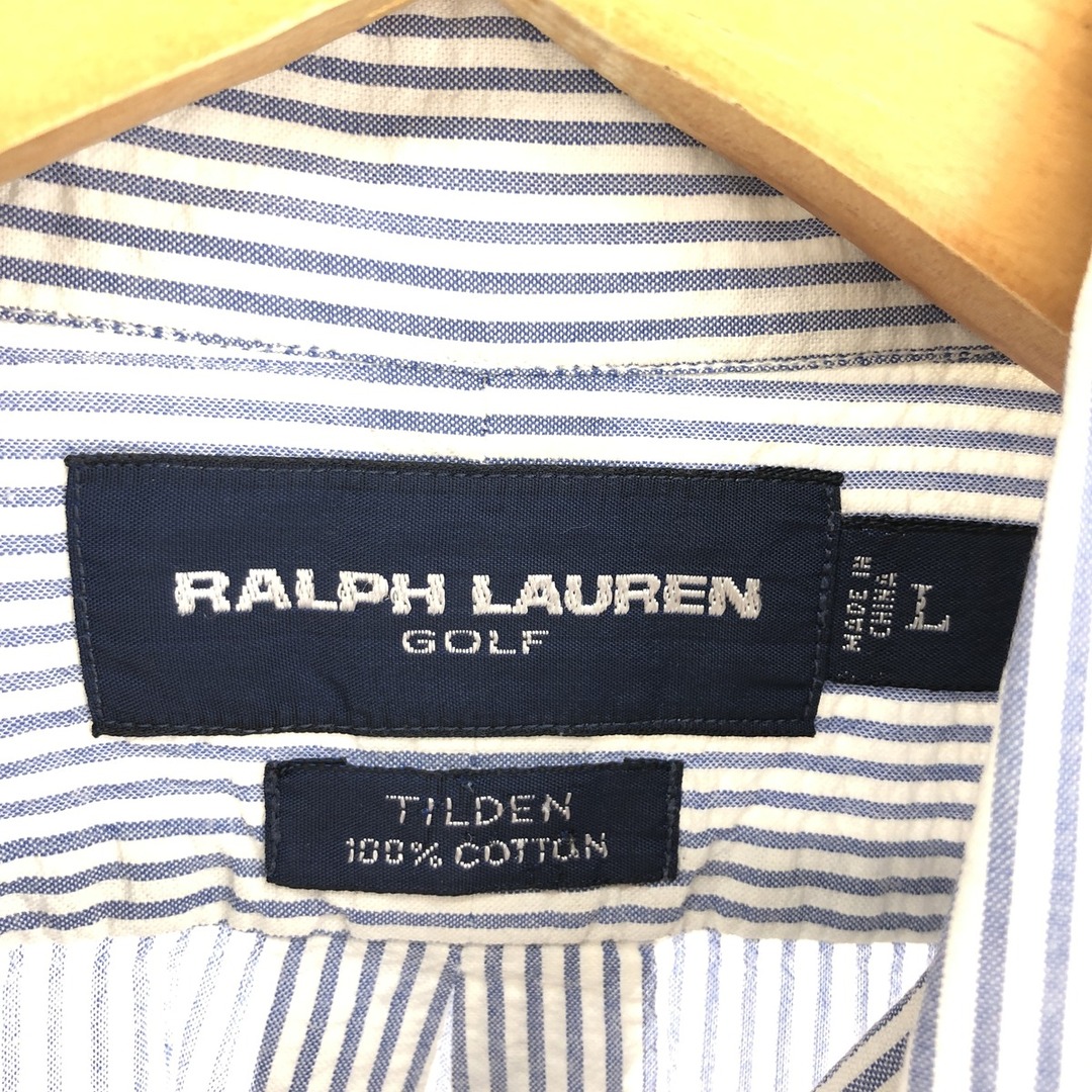 Ralph Lauren(ラルフローレン)の古着 ラルフローレン Ralph Lauren RALPH LAUREN GOLF 半袖 ボタンダウン ストライプシャツ メンズL /eaa448653 メンズのトップス(シャツ)の商品写真