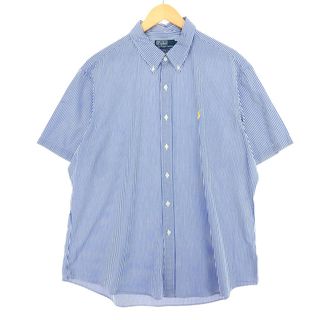 ラルフローレン(Ralph Lauren)の古着 ラルフローレン Ralph Lauren POLO by Ralph Lauren CUSTOM FIT 半袖 ボタンダウン ストライプシャツ メンズXXL /eaa448656(シャツ)