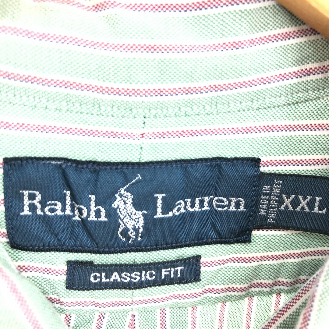 Ralph Lauren(ラルフローレン)の古着 ラルフローレン Ralph Lauren CLASSIC FIT クラシックフィット 半袖 ボタンダウン ストライプシャツ メンズXXL /eaa448661 メンズのトップス(シャツ)の商品写真