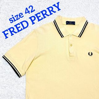 フレッドペリー(FRED PERRY)の美品✨大人気　フレッドペリー　ポロシャツ　M12　英国製　ライトイエロー　42(ポロシャツ)