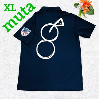 ムータ(muta)の美品✨muta　ムータ　ポロシャツ　プリント　ウエア　ゴルフ　ブラック　XL(ポロシャツ)
