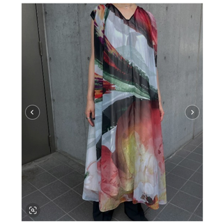 アメリヴィンテージ(Ameri VINTAGE)のAmeri 2WAY ART PRINT SHEER DRESS(ロングワンピース/マキシワンピース)