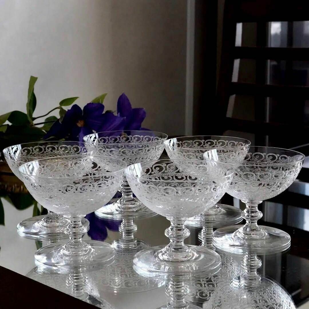 Baccarat(バカラ)の美品★オールドバカラBACCARATローハン★シャンパンクープ ワイングラス6脚 インテリア/住まい/日用品のキッチン/食器(グラス/カップ)の商品写真