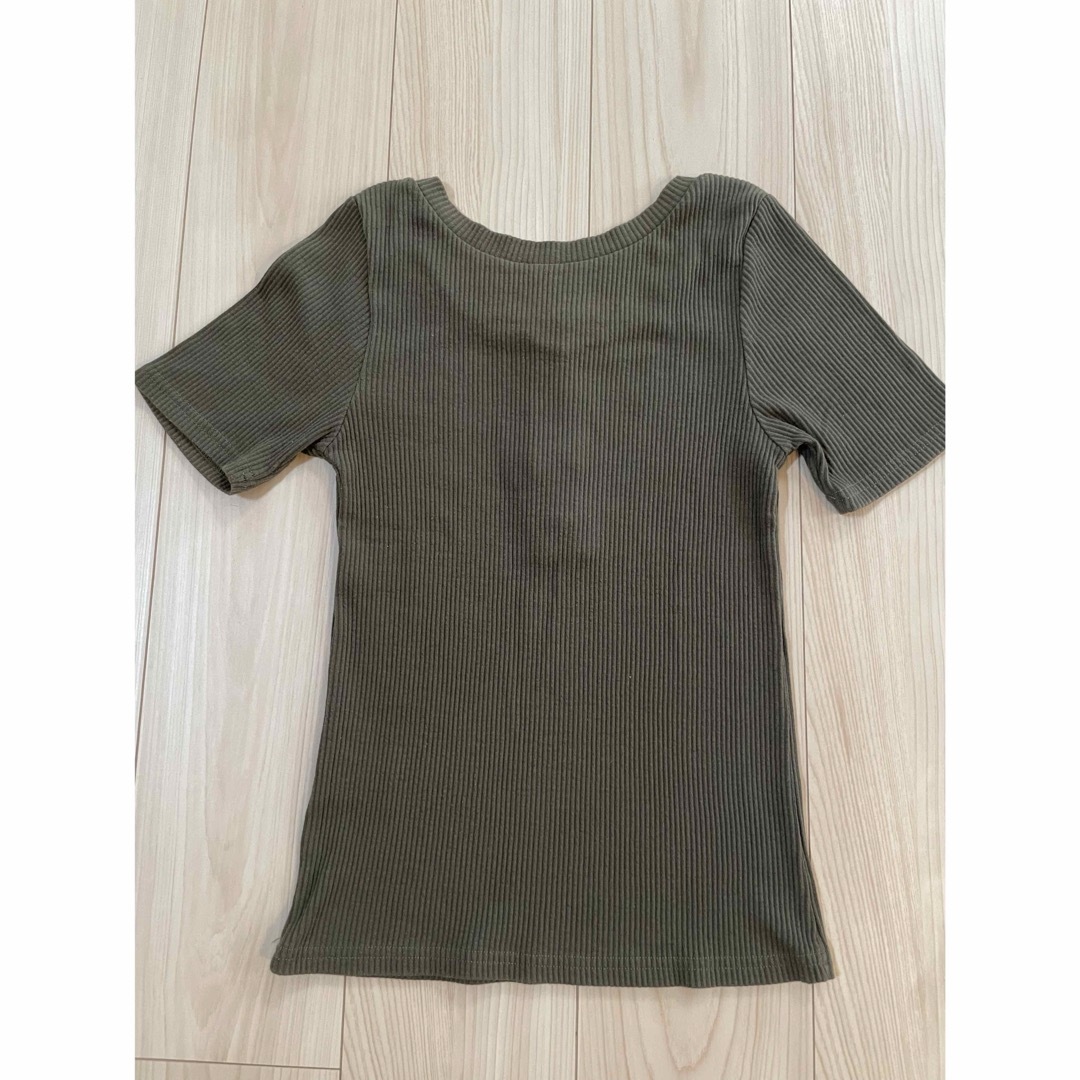 GRL(グレイル)の＊グレイル：サイズM：カーキ色の半袖のリブTシャツ＊ レディースのトップス(Tシャツ(半袖/袖なし))の商品写真