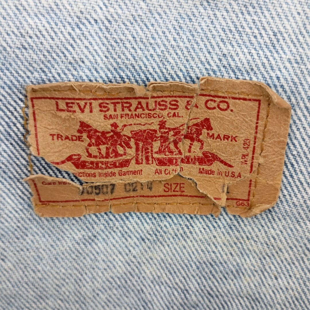 Levi's(リーバイス)の古着 90年代 リーバイス Levi's 70507-0214 デニムジャケット Gジャン USA製 メンズL ヴィンテージ /eaa400518 メンズのジャケット/アウター(Gジャン/デニムジャケット)の商品写真