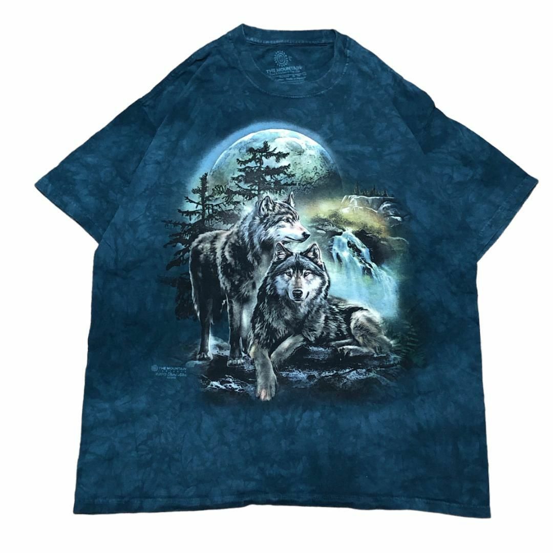 ザマウンテン 半袖Tシャツ アニマルT タイダイ オオカミ 月 夏物古着y48 メンズのトップス(Tシャツ/カットソー(半袖/袖なし))の商品写真