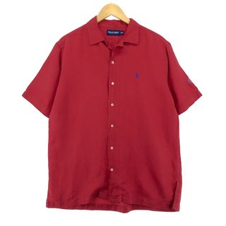 ラルフローレン(Ralph Lauren)の古着 ラルフローレン Ralph Lauren POLO GOLF ポロゴルフ 半袖 オープンカラー リネンシャツ メンズM /eaa442096(シャツ)