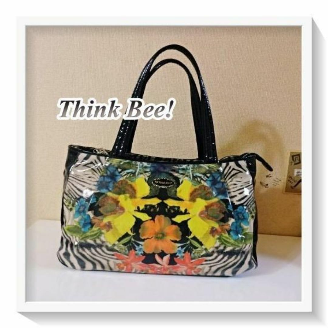 Think Bee!(シンクビー)のThink Bee!シンクビー　花柄×ゼブラ柄 エナメルバッグ レディースのバッグ(ハンドバッグ)の商品写真