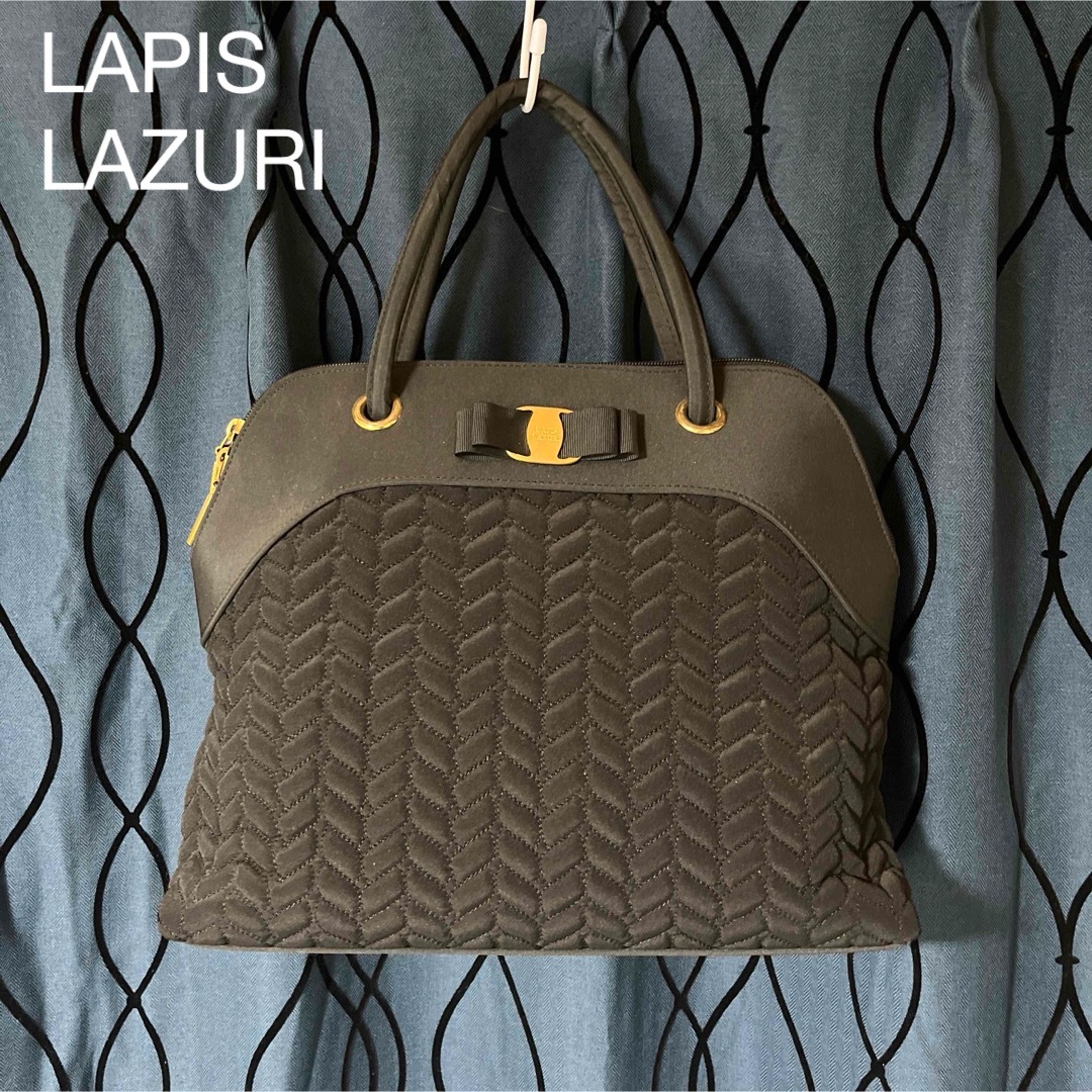 美品 LAPIS LAZURI ハンドバッグ ブラック レディースのバッグ(ハンドバッグ)の商品写真