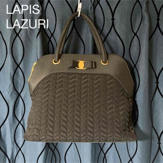 美品 LAPIS LAZURI ハンドバッグ ブラック(ハンドバッグ)