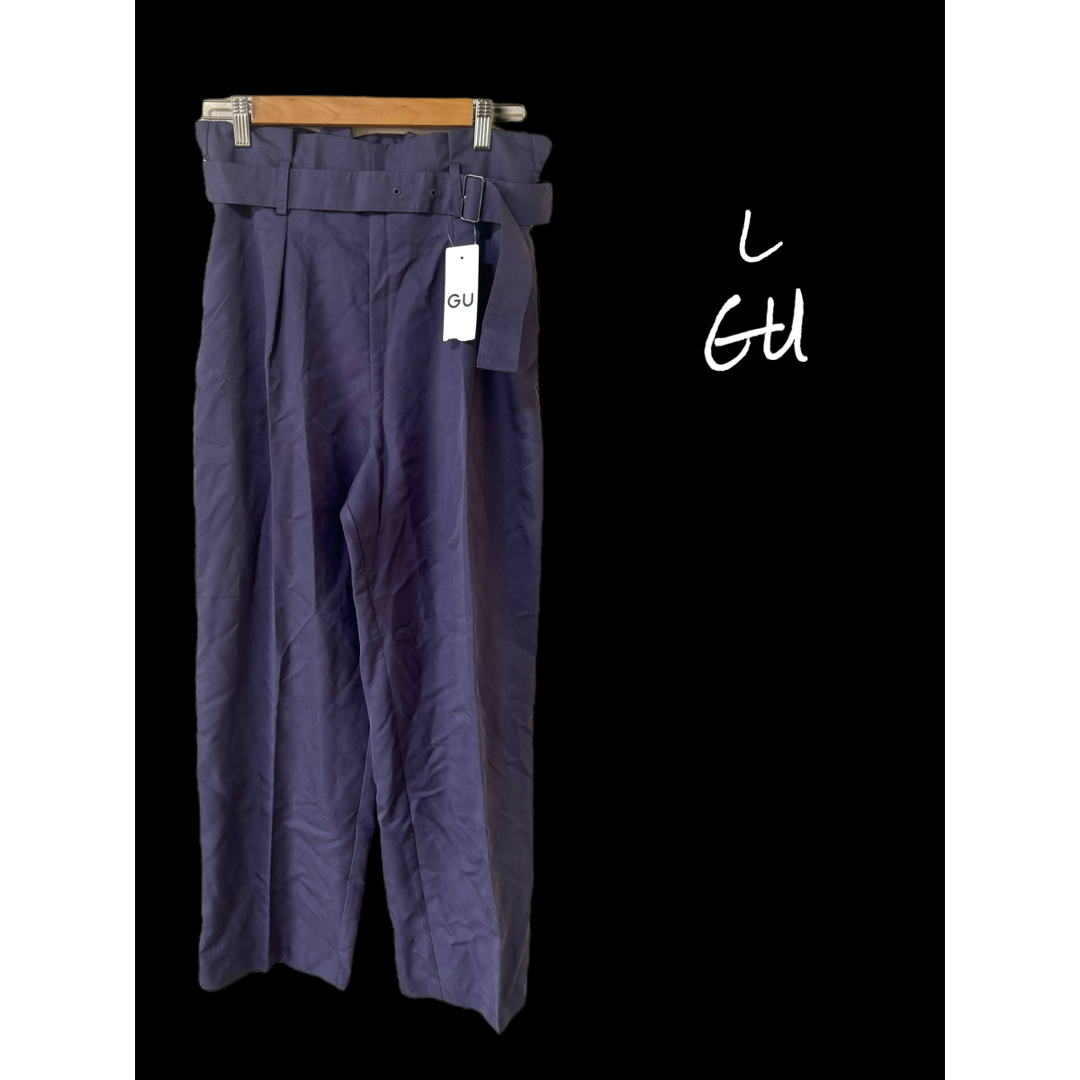 GU(ジーユー)の【GU】タックテーパードパンツ/L/紫色/タグ付き レディースのパンツ(その他)の商品写真
