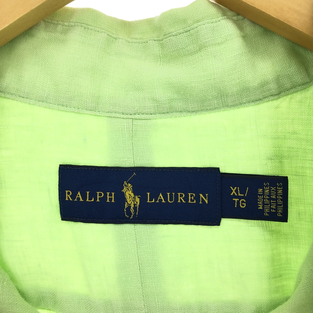 Ralph Lauren(ラルフローレン)の古着 ラルフローレン Ralph Lauren RALPH LAUREN 半袖 リネン ボタンダウンシャツ メンズXL /eaa443702 メンズのトップス(シャツ)の商品写真