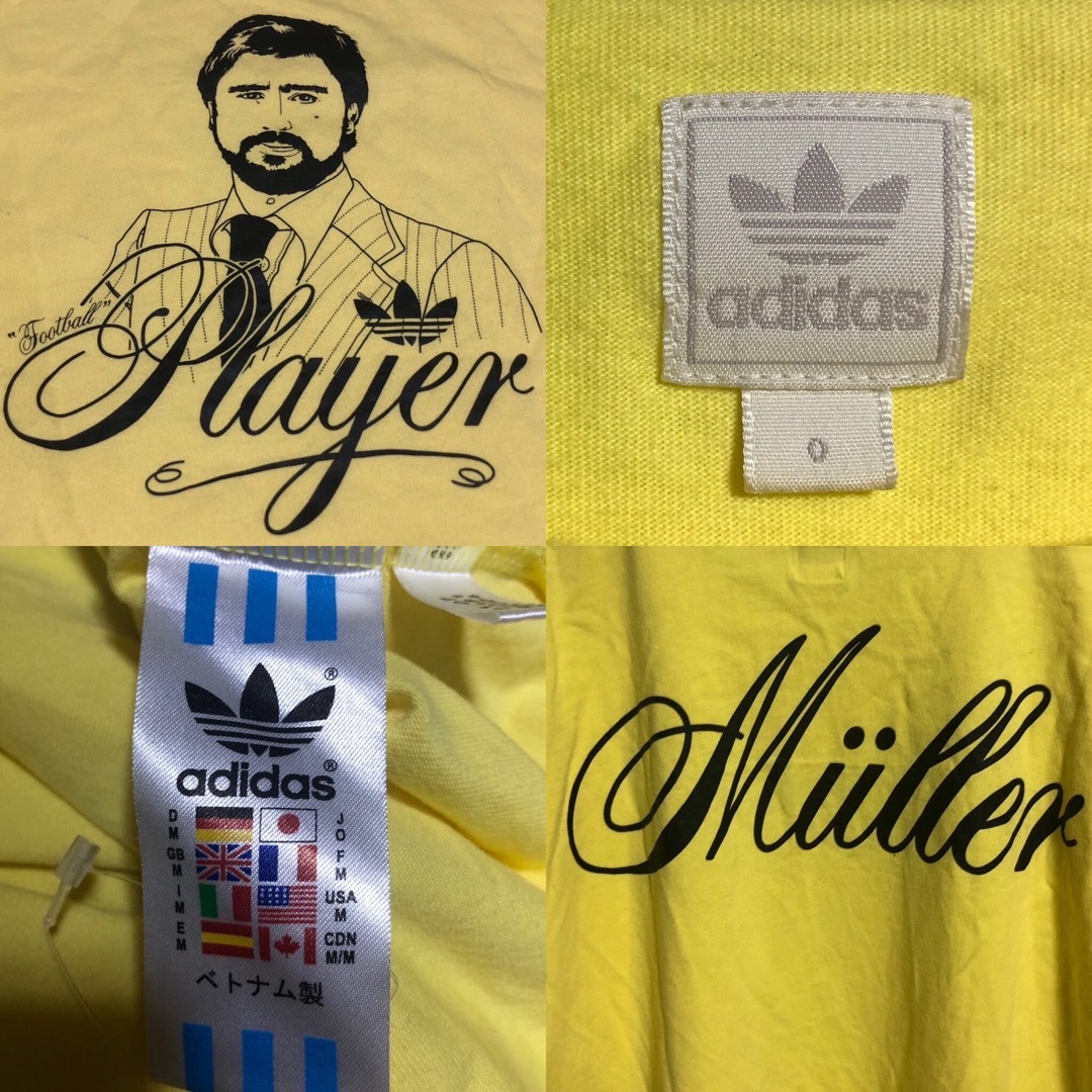 Originals（adidas）(オリジナルス)の希少XL⭐️90s adidas ゲルトミュラー Tシャツ vintage 黄 メンズのトップス(Tシャツ/カットソー(半袖/袖なし))の商品写真