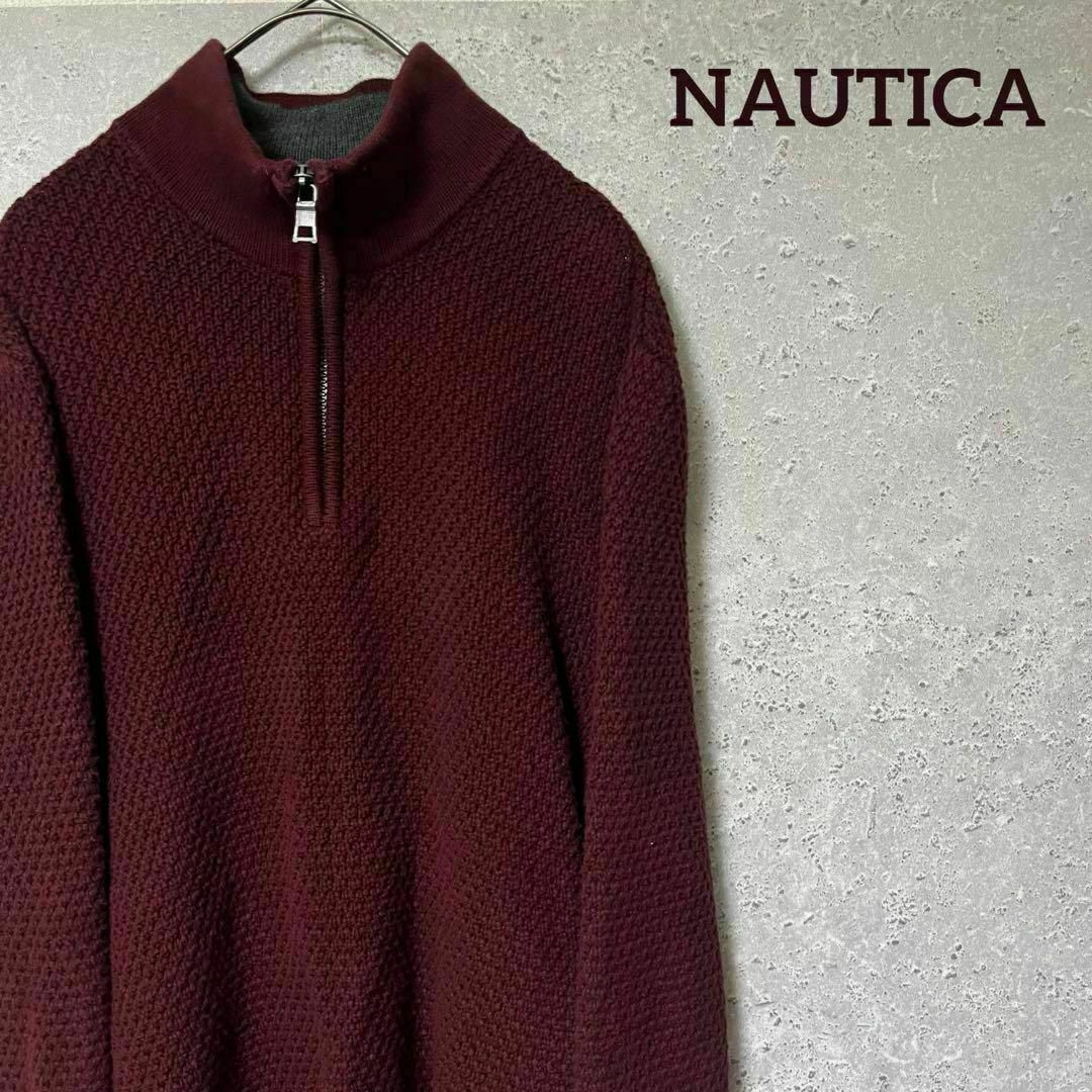 NAUTICA(ノーティカ)のNAUTICA ノーティカ ニット ハーフジップ ワンポイント 刺繍 M メンズのトップス(ニット/セーター)の商品写真