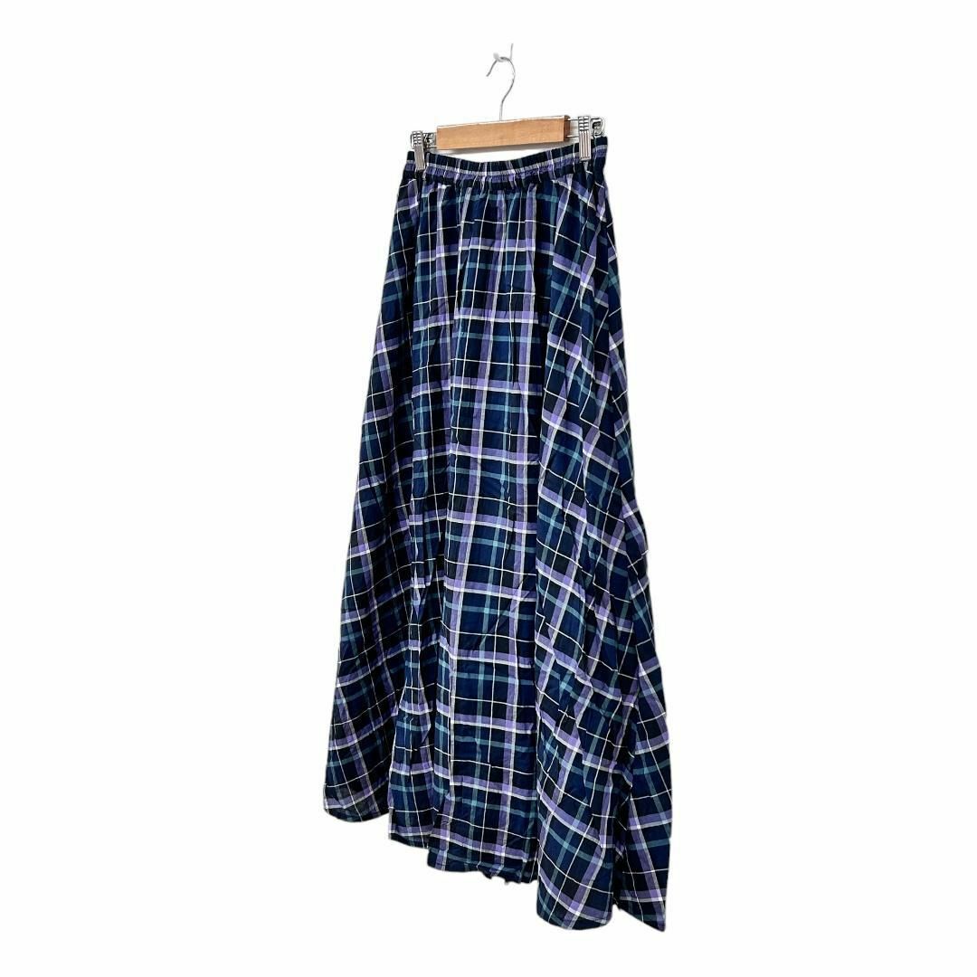 Techichi(テチチ)の美品 テチチ レディース スカート ロング フレア ブルー チェック free レディースのスカート(ロングスカート)の商品写真