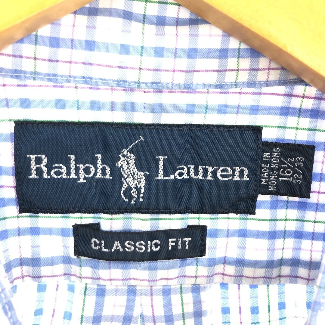 Ralph Lauren(ラルフローレン)の古着 ラルフローレン Ralph Lauren CLASSIC FIT クラシックフィット スタンドカラー 半袖 チェックシャツ メンズXL  /eaa448644 メンズのトップス(シャツ)の商品写真