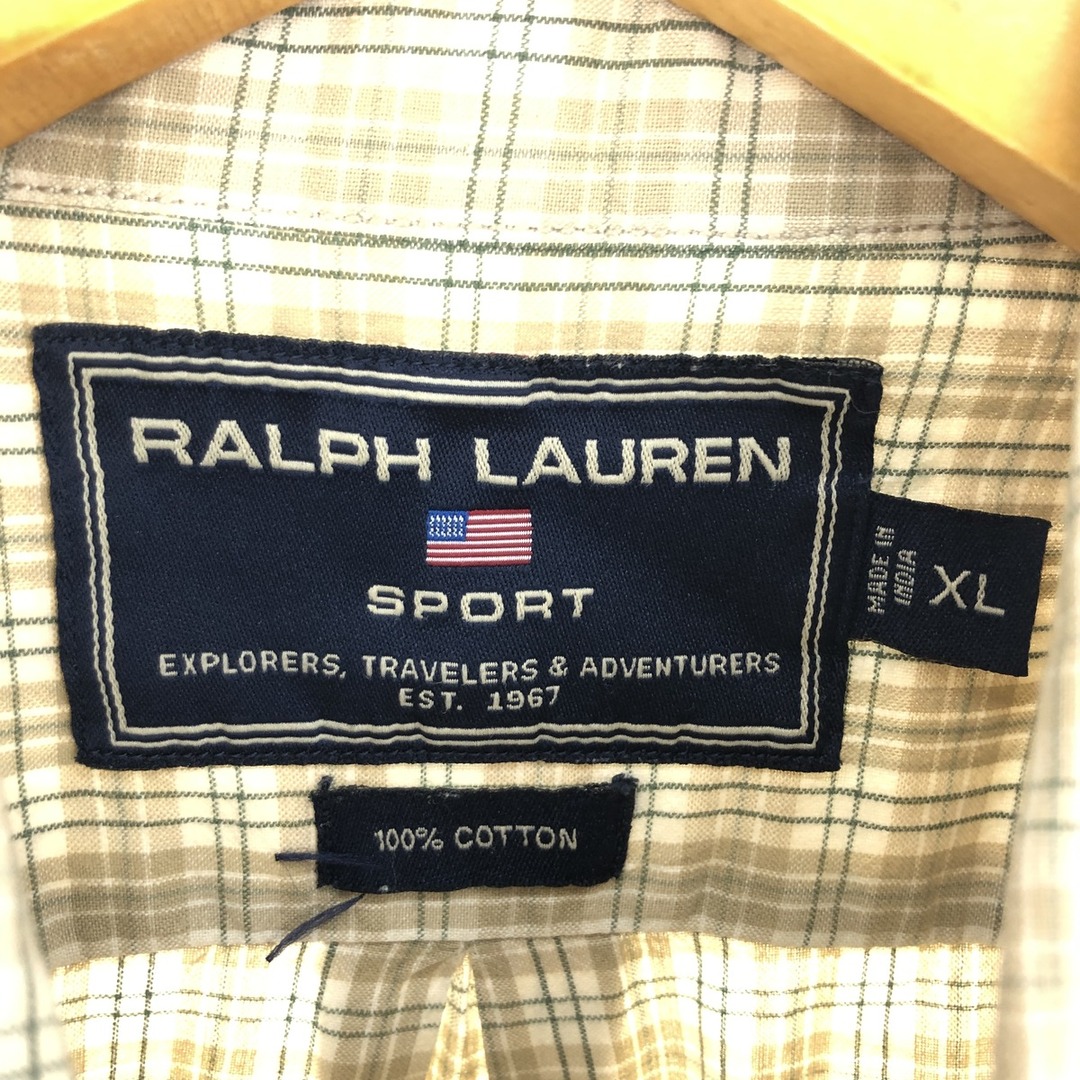 Ralph Lauren(ラルフローレン)の古着 ラルフローレン Ralph Lauren SPORT スポーツ 半袖 ボタンダウン チェックシャツ メンズXL /eaa448645 メンズのトップス(シャツ)の商品写真