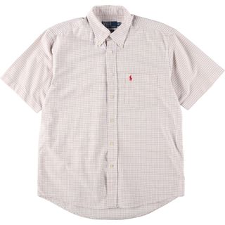 ラルフローレン(Ralph Lauren)の古着 ラルフローレン Ralph Lauren POLO by Ralph Lauren CUSTOM FIT 半袖 ボタンダウン チェックシャツ メンズL /eaa448646(シャツ)