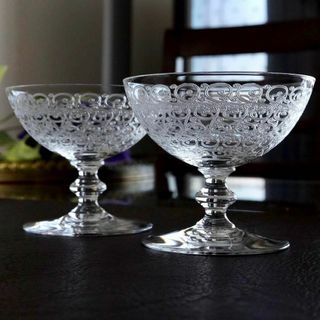 バカラ(Baccarat)の美品オールドバカラBACCARATローハン★シャンパンクープ ワイングラス ペア(グラス/カップ)