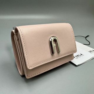 フルラ(Furla)の未使用 現行ロゴ フルラ 折り財布 レザー コンパクトウォレット ピンク タグ有(財布)