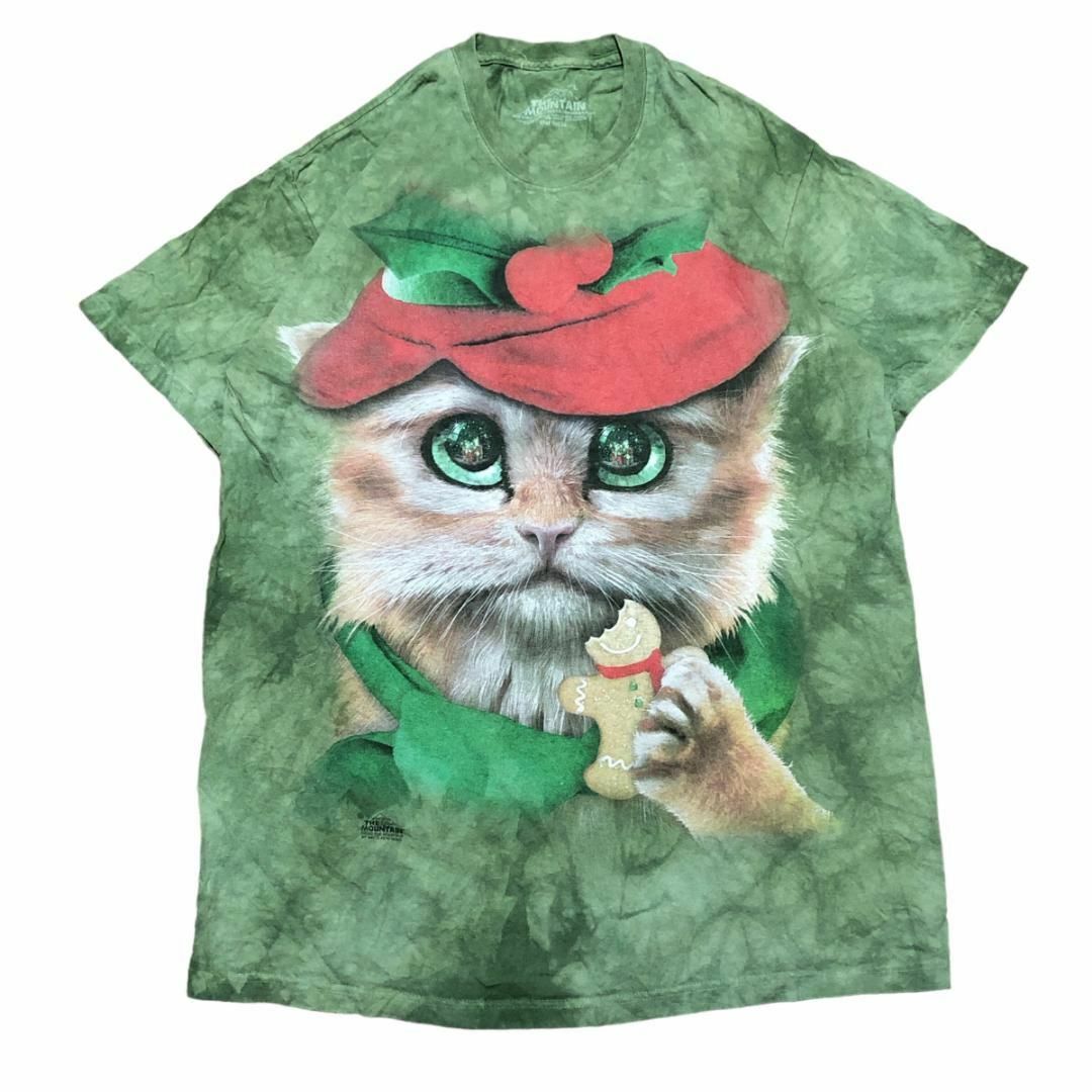 ザマウンテン 半袖Tシャツ アニマルT タイダイ 猫 クッキー 夏物古着y50 メンズのトップス(Tシャツ/カットソー(半袖/袖なし))の商品写真