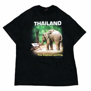 ジョリゴルフ 半袖Tシャツ アニマルT タイランド ゾウ 絵 夏物古着y51(Tシャツ/カットソー(半袖/袖なし))