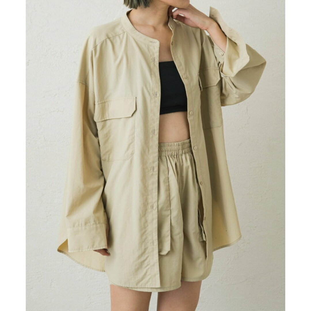 PAL GROUP OUTLET(パルグループアウトレット)の【ベージュ】【earthy_】【撥水/速乾】ナイロンスリットシャツ レディースのトップス(シャツ/ブラウス(長袖/七分))の商品写真