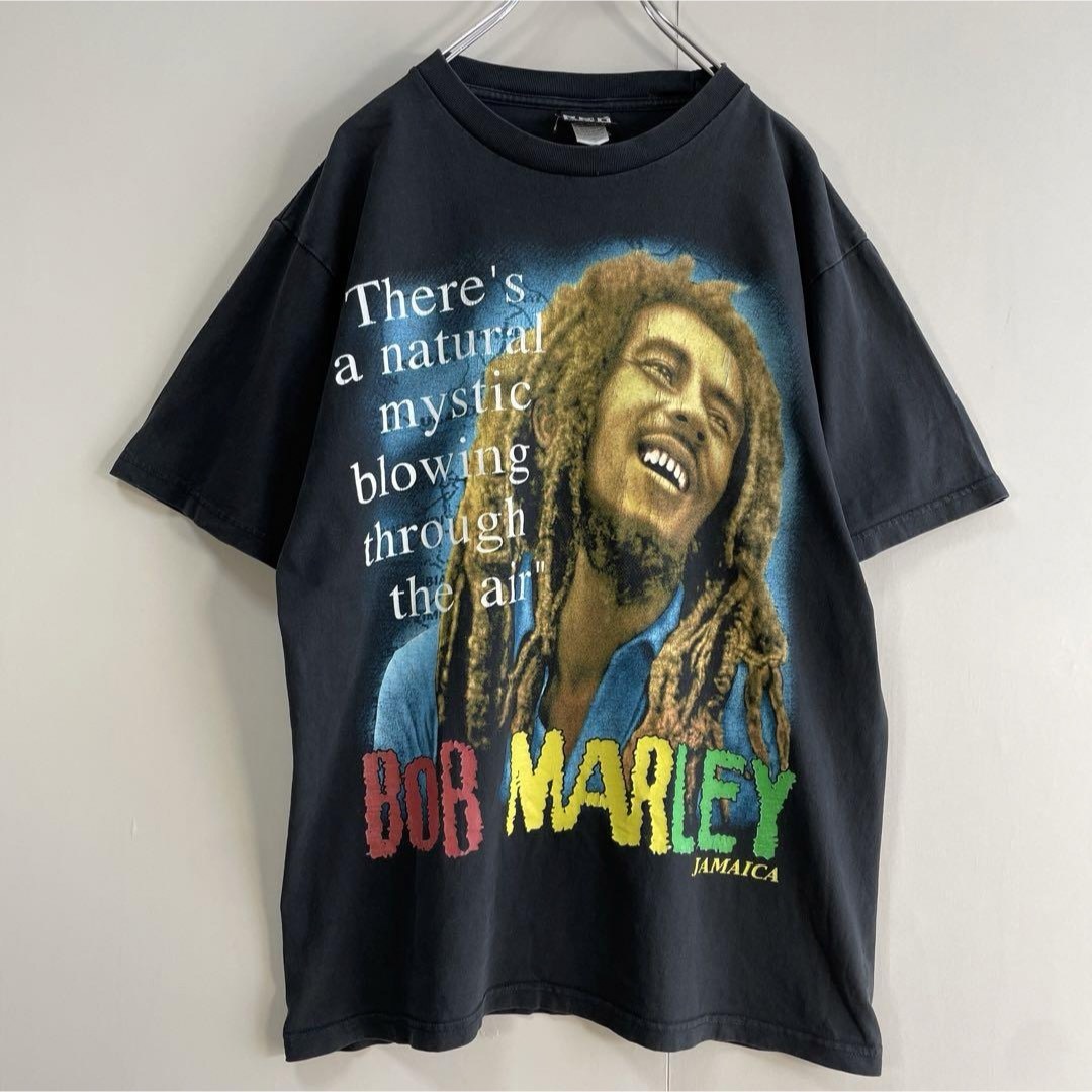 VINTAGE(ヴィンテージ)の【両面プリント、ラスタカラー】ボブ・マーリー古着ビッグロゴTシャツ人物画90s メンズのトップス(Tシャツ/カットソー(半袖/袖なし))の商品写真