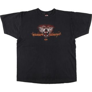 ハーレーダビッドソン(Harley Davidson)の古着 00年代 ハーレーダビッドソン Harley-Davidson オオカミ柄 モーターサイクル バイクTシャツ USA製 メンズXXL /eaa448611(Tシャツ/カットソー(半袖/袖なし))